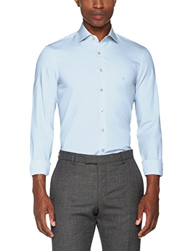 Calvin Klein Rome Camisa de Vestir, Azul (Blue Jay), 38 (Tamaño del Fabricante:38) para Hombre