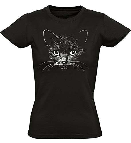 Camiseta: Gato - Cat T-Shirt - Entallado - Mujer-es - Deporte - Meditación - Fitness - Regalo - Felino Felina Gatero Gatera - Nino Nina - Amento - Amiga Novia - Animal Compañía - Miau - Minino (XXL)