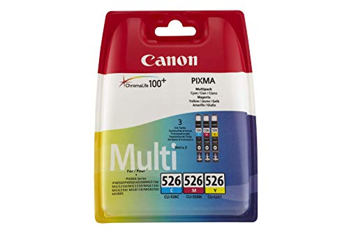 Canon CLI-526 3 Cartuchos Multipack de tinta original Cian/Magenta/Amarillo para Impresora de Inyeccion de tinta