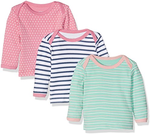 Care 550140 Camiseta Manga Larga, Multicolor (Rose), 0-3 Meses/56 cm, Pack de 3