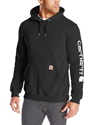 Carhartt Midweight Sleeve Logo Hooded Sweatshirt Workwear Original Fit Sudadera con Capucha con Logotipo de Manga Negro, S, Black, Hombre