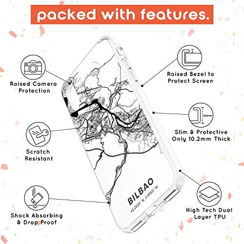 Case Warehouse Mapa de Bilbao, España Impact Funda para iPhone XR TPU Protector Ligero Phone Protectora con Viaje Pasión De Viajar Europa Ciudad Calles