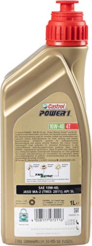 Castrol 15043E Aceite DE Motor Power 1 4T 10W40 1 Litro, Dorado, 1L