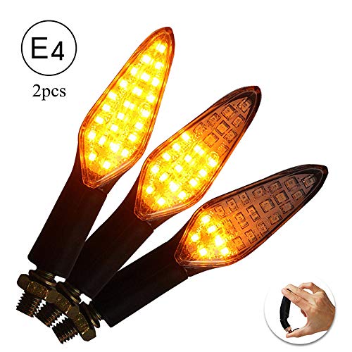 CCAUTOVIE Intermitentes Led Moto Universales Intermitentes Moto Homologados Luz Senal de Giro Indicator Faros Ambar E4, 2 Piezas