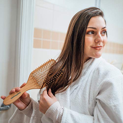 Cepillo de Pelo de Madera - Mango y Cerdas de Madera Natural para Cabello Largo, Grueso o Rizado