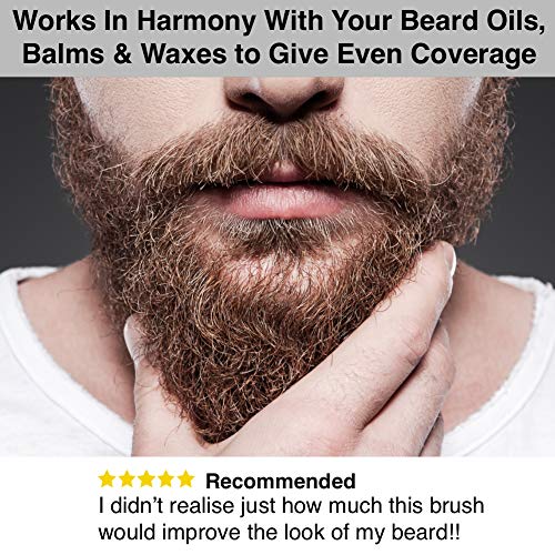 Cepillo para la Barba | Cerdas de Jabalí de Primera Calidad | La Mejor Herramienta para el Cuidado de la Barba| Forma, Estilizar y Desenredar Fácilmente | Usado con Aceites, Bálsamos y Ceras