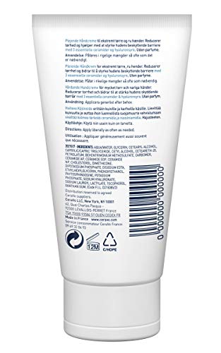 CeraVe Crema reparadora de manos | 50 ml/1.7 oz | Crema de manos para manos secas y ásperas | con glicerina y 3 ceramidas esenciales