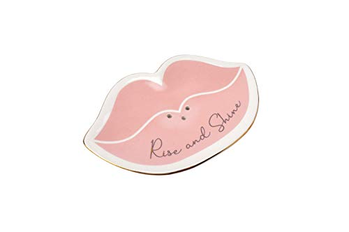 CGB Giftware Blush 'Rise and Shine' Jabonera de cerámica con forma de labio, soporte | organizador, viene en caja de regalo | GB04710