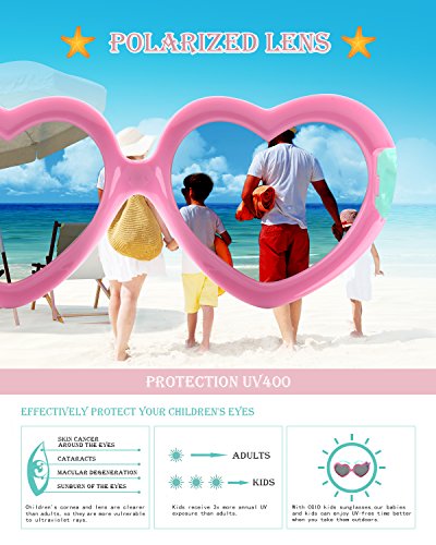 CGID gafas de sol polarizadas de goma suaves en forma de corazón con marco flexible 100% Protección UV400 para niños de 3-10 años, K78