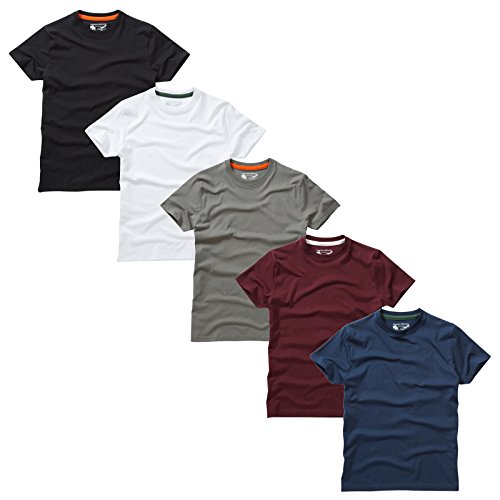 Charles Wilson Paquete 5 Camisetas Cuello Redondo Lisas (Small, Essentials)