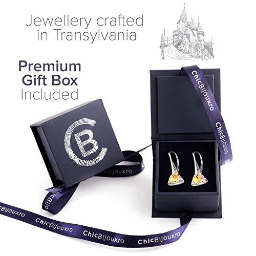 Chic Bijoux Pendientes Colgantes para Mujeres – Con Plata de Ley 925 y Cristales de Swarovski® para Orejas Sensibles – Elección Multicolor, Regalo para Mamá e Hipoalergénicos (Aurora Borealis)