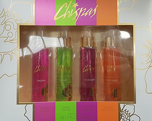 CHISPAS ESTUCHE 4 FRASCOS DE 50 ML. ORIGINAL + VIVA MAS + VAVA VOOM + BESO LOCO