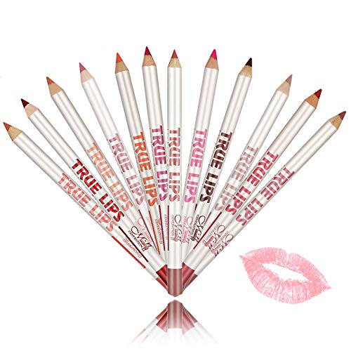 CINEEN 12 Colores Mezclado Impermeable Lápiz Delineador de Labios de Profesional Lápiz Labial Maquillaje Lipliner Pencil Set Con Tapa