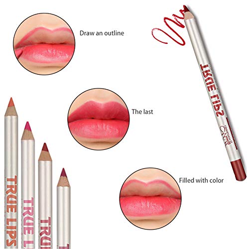 CINEEN 12 Colores Mezclado Impermeable Lápiz Delineador de Labios de Profesional Lápiz Labial Maquillaje Lipliner Pencil Set Con Tapa