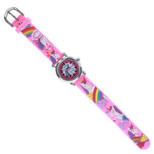 Citron KID175 - Reloj analógico con correa de silicona y diseño de unicornio blanco 3D para niñas