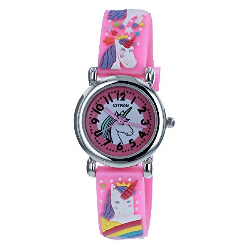 Citron KID175 - Reloj analógico con correa de silicona y diseño de unicornio blanco 3D para niñas