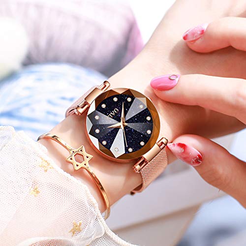 CIVO Relojes para Mujer Reloj Damas de Malla Impermeable Minimalista Oro Rosa Elegante Banda de Acero Inoxidable Relojes de Pulsera Moda Vestir Negocio Casual Reloj de Cuarzo (Azul)