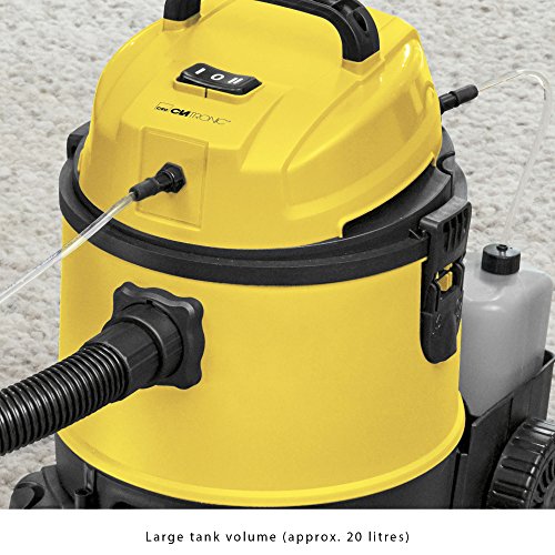 Clatronic BSS 1309 Lava Aspiradora con Limpiador de Tapicería para Coche, 1200 W, 20 litros, Amarillo