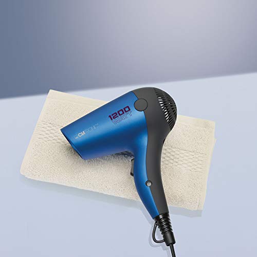 Clatronic HT 3428 - Secador de pelo de viaje, color azul metálico