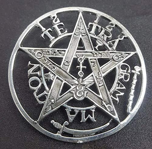 Colgantes Tetragramaton Plata De Ley 925, Amuletos De La Suerte Y De La Protección. Pentagrama Colgante Hombre Y Mujer. Colgante De Plata En Tres Dimensiones 15 - 25 Y 30 mm De Diametro. (25 mm)