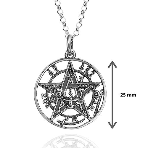 Colgantes Tetragramaton Plata De Ley 925, Amuletos De La Suerte Y De La Protección. Pentagrama Colgante Hombre Y Mujer. Colgante De Plata En Tres Dimensiones 15 - 25 Y 30 mm De Diametro. (25 mm)