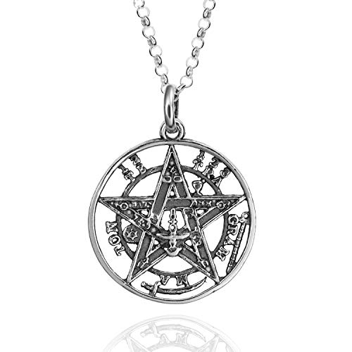 Colgantes Tetragramaton Plata De Ley 925, Amuletos De La Suerte Y De La Protección. Pentagrama Colgante Hombre Y Mujer. Colgante De Plata En Tres Dimensiones 15 - 25 Y 30 mm De Diametro. (25 mm)