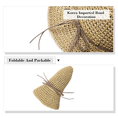 Comhats Sombrero de Verano de Paja con sombrilla para Mujer Sombrero de Sol Suelto de Playa de ala Ancha Kambel M