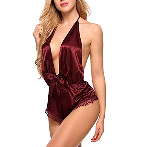 Conjuntos De Lencería para Mujer Nueva Ropa Interior De Mujer Sexy De Encaje con Cuello En V Profundo Baby Doll Fuera del Hombro Tallas Grandes Sin Respaldo Ropa De Dormir Camisones Seda Pijama De Se