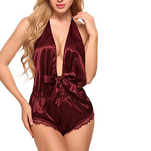 Conjuntos De Lencería para Mujer Nueva Ropa Interior De Mujer Sexy De Encaje con Cuello En V Profundo Baby Doll Fuera del Hombro Tallas Grandes Sin Respaldo Ropa De Dormir Camisones Seda Pijama De Se