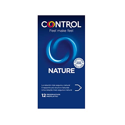 Control Preservativos Nature - Caja de condones, gama placer natural, lubricados, perfecta adaptabilidad, sexo seguro, 12 unidades