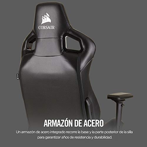 Corsair T1 Race Silla de Oficina, para Videojuegos, Polipiel, fácil de ensamblar, giratoria ergonómica, Altura Ajustable y reposabrazos 4D, Asiento cómodo y reclinable, Negro