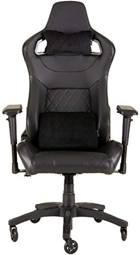 Corsair T1 Race Silla de Oficina, para Videojuegos, Polipiel, fácil de ensamblar, giratoria ergonómica, Altura Ajustable y reposabrazos 4D, Asiento cómodo y reclinable, Negro