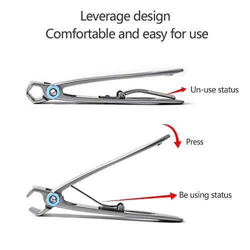 Cortauñas, Acero inoxidable Dedo y dedo del pie cortauñas, Sopito 15mm Amplio Apertura Mandíbula Grueso cortauñas con Lima de uñas para hombre y mujer