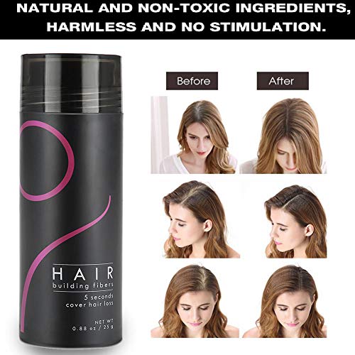 Crecimiento del Cabello Fibras para Pelo profesional Corrector para adelgazamiento del cabello Aerosol para el cabello con aplicador spray bomba(Marron Claro)