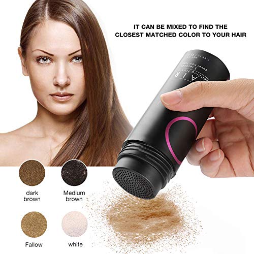 Crecimiento del Cabello Fibras para Pelo profesional Corrector para adelgazamiento del cabello Aerosol para el cabello con aplicador spray bomba(Marron Claro)