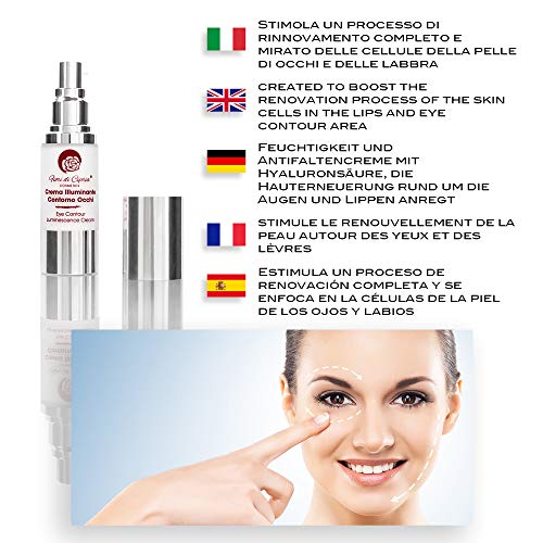 Crema Contorno de Ojos Antiarrugas y Antiojeras - Corrector Ojeras y Bolsas para Mujer y Hombre contra Parpados Caídos y Patas de Gallo con Vitaminas contra el Cansancio de los Ojos - 30ml