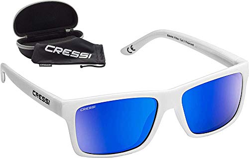 Cressi Bahia Flotantes Sunglasses Gafas De Sol Deportivo, Unisex adulto, Blanco/Azul Lentes espejados