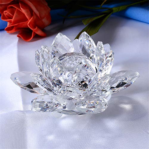 Cristal de cuarzo de 10 cm de cristal de loto de piedra natural y mineral Fósil flor de cristal para la boda de la familia Artesanía (Claro)