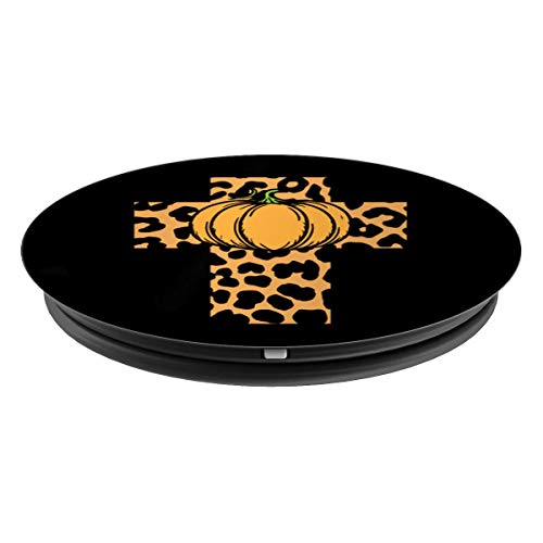 Cross Pumpkin Leopard Print Pattern Cool Christian Gifts PopSockets Agarre y Soporte para Teléfonos y Tabletas