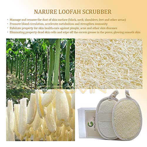 Crovin Loofah Pads – Esponja exfoliadora Loofah Body Scrubber 100% natural para hombre y mujer SPA – 6 paquetes de regalo Perfect for Bath Shower