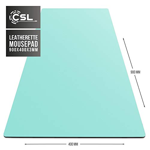 CSL - XXL Alfombrilla para ratón de aspecto de piel - 900x400 - piel sintética - Base de escritorio multifuncional - Mousepad para oficina y hogar - impermeable - verde