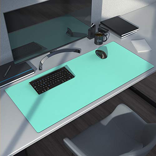 CSL - XXL Alfombrilla para ratón de aspecto de piel - 900x400 - piel sintética - Base de escritorio multifuncional - Mousepad para oficina y hogar - impermeable - verde