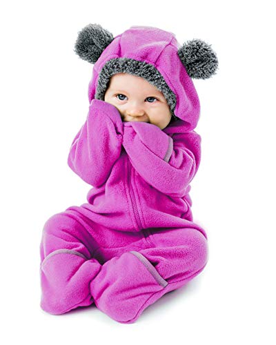 Cuddle Club Mono Polar Bebé para Recién Nacidos a Niños 4 Años - Pijamas Infantiles Chaqueta de Invierno Abrigo Polar Niño Mono de Niños - BearPurple6-12m