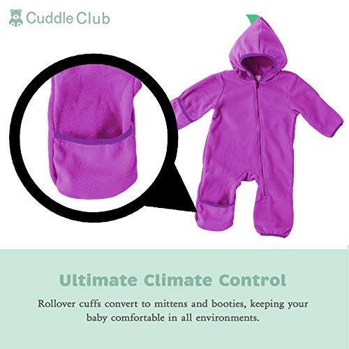 Cuddle Club Mono Polar Bebé para Recién Nacidos a Niños 4 Años - Pijamas Infantiles Chaqueta de Invierno Abrigo Polar Niño Mono de Niños - DinoPurple/Green0-3m