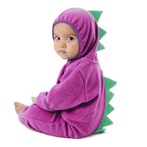 Cuddle Club Mono Polar Bebé para Recién Nacidos a Niños 4 Años - Pijamas Infantiles Chaqueta de Invierno Abrigo Polar Niño Mono de Niños - DinoPurple/Green0-3m