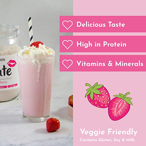 Cute Nutrition Batido Sustitutivo de Comida Sabor Fresa para el Control de la Pérdida de Peso en Polvo Bebida Dietética para Mujer Bote de 500 g