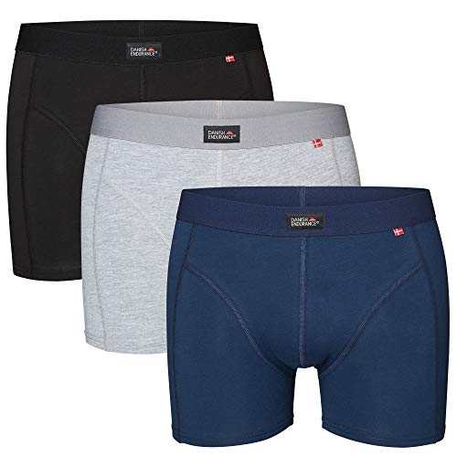 DANISH ENDURANCE Bóxers para Hombre Pack de 3 (Multicolor: Negro, Azul Marino, Gris, Large)