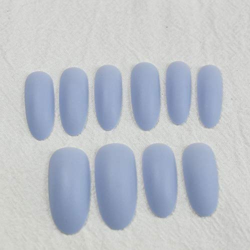 DCJ® Uñas postizas Uñas postizas largas Artificiales para Dama, uñas de Prensa Mate Azul Cielo Medio, Herramientas de uñas de Cubierta Completa, Productos de salón