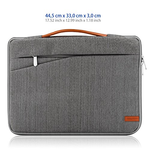 deleyCON Funda de Protección para Notebooks y Ordenadores Portátiles de 17,3" Pulgadas (43,94cm) Nylon + 2 Bolsillos para Accesorios - Gris