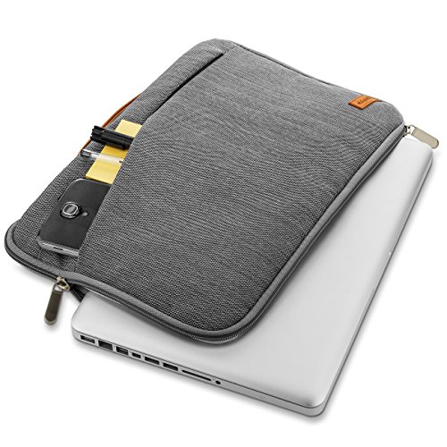 deleyCON Funda de Protección para Notebooks y Ordenadores Portátiles de 17,3" Pulgadas (43,94cm) Nylon + 2 Bolsillos para Accesorios - Gris